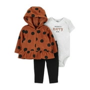 Child of Mine by Carter's Baby Girls Brown Cardigan, Bodysuit and Legging Set, Sizes 0/3-24 Months
