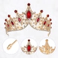 thumbnail image 3 of Unique Bargains Femmes Fausses Couronnes de Reine en Cristal Tiare Strass Diadèmes Mariée Fête Cosplay Diadèmes Ton Or Rouge, 3 of 7