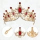 thumbnail image 3 of Tiara de corona de reina de cristal de imitación Unique Bargains accesorios para el cabello de Cosplay Tono dorado rojo, 3 of 7