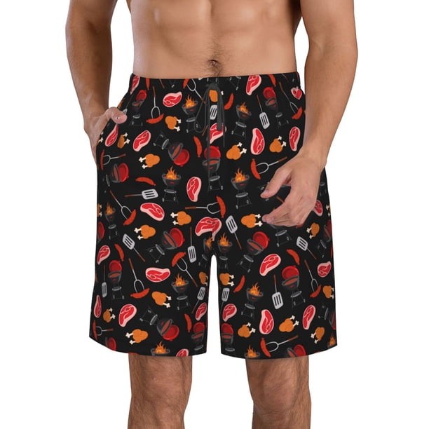 Fotbe BBQ Trajes de Baño Estampados para Hombre, Shorts de Verano de Secado Rápido, Ropa de Playa, Bañadores-Small