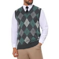 thumbnail image 4 of INSPIRE CHIC Men's Casual Knit Sleeveless V-Neck Plaid Argyle Sweater Vest XL Dark Gray, 4 of 5