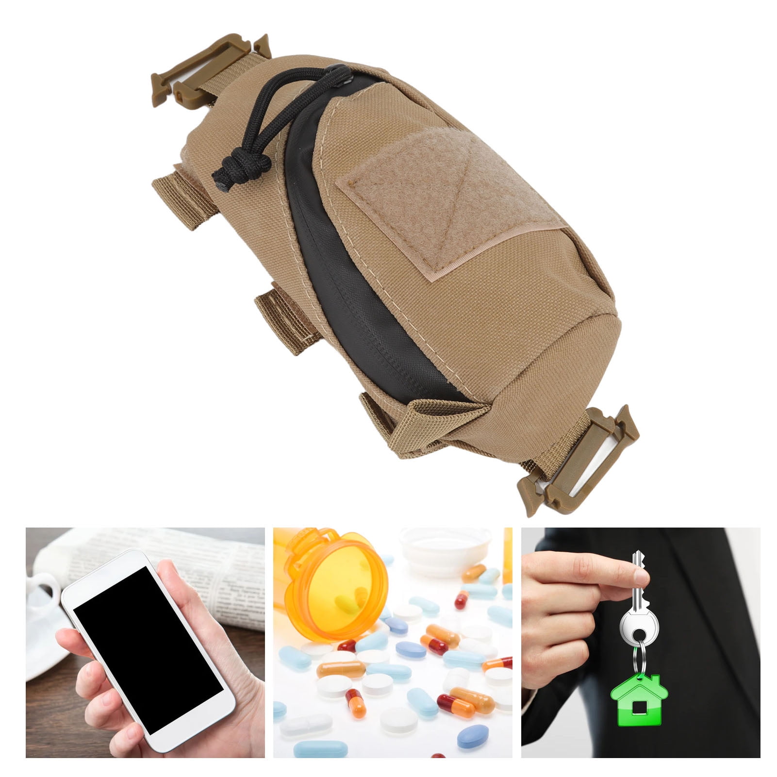Pochette De Sangle Pour Sac à Dos Double Couche – étui Compact 6,7 X 3,5 Pouces Pour Randonnée, Camping Ou Voyage, Fixation Par Scratch
