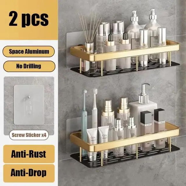 Bathroom Shelf No Drill Wall Mounted Shampoo Bottle Shower Corner Rack Toilet Storage Rack Aluminum Bathroom Kitchen Accessories