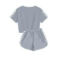 thumbnail image 4 of Cethrio Girls Summer Outfit Sets, Casual Crewneck 2 Piece T-shirts with Shorts Sets Gray Size 13-14T, 4 of 7
