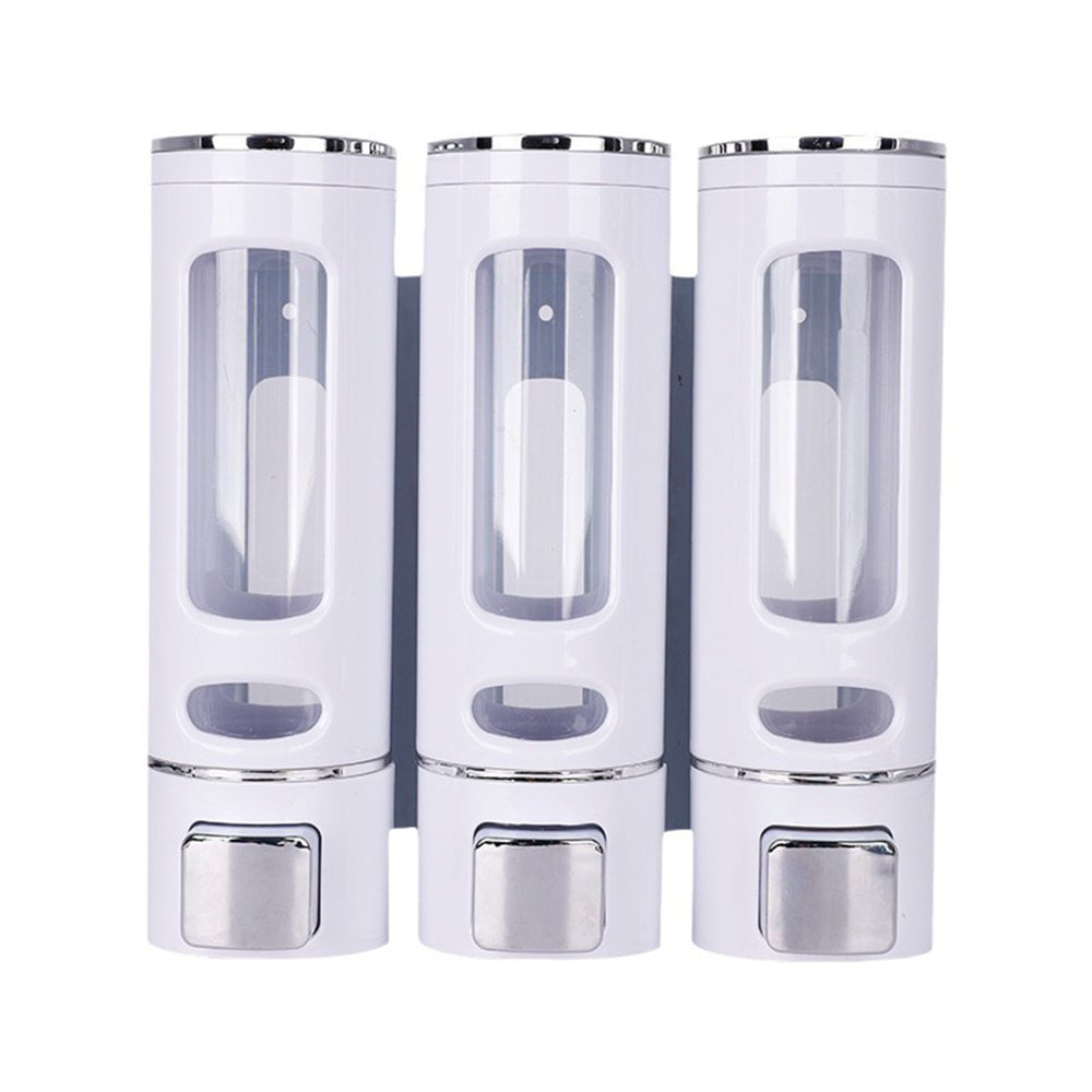 Baweave 3-in-1 Wall Mounted Shower Soap Dispenser for Shampoo  Conditioner  and Body Wash - Multi-use Bathroom Accessory Ideal for Kitchen  Hotel  and Public Spaces White
