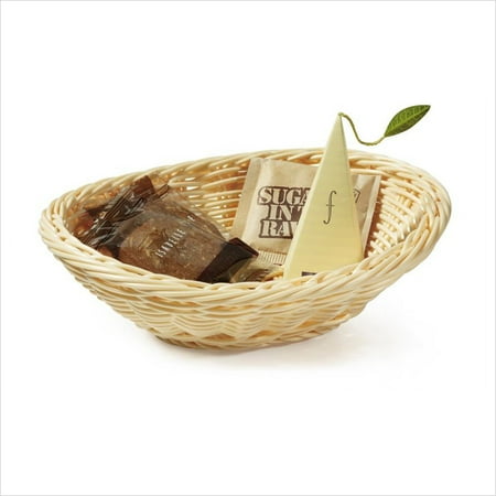 Narrow Oval Shaped Natural Designer Polyweave Baskets 7.25 inch x 5.75 inch Oval Basket 2 inch Deep Natural Polycarbonate/Case of 12 ()