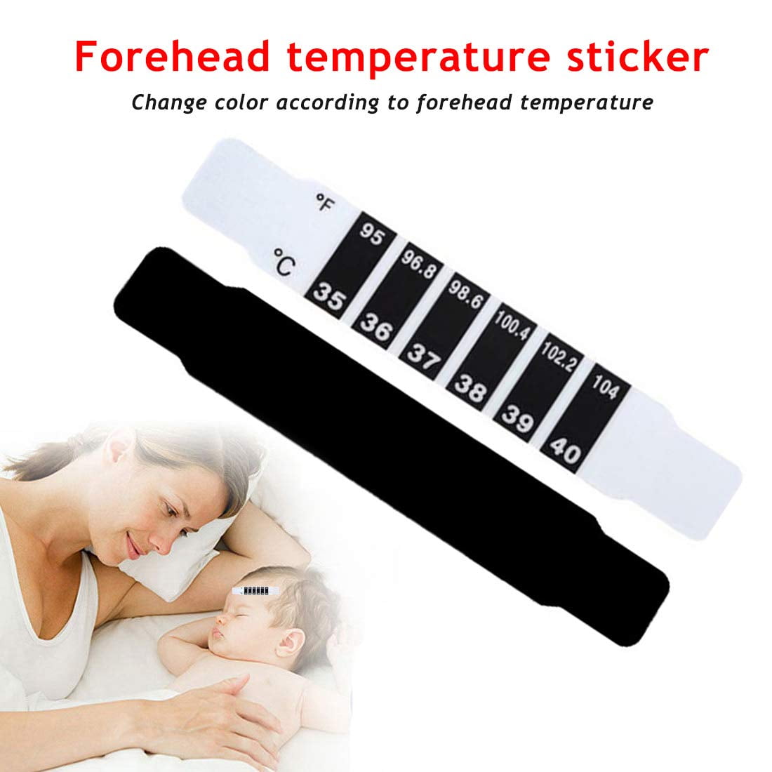 No Hassle, Quick Read Forehead Thermometer Strips 2 Pack. Great for  Checking Fever Temp of Infants, Babies, Toddlers, Kids and Adults. Best  Reusable