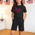thumbnail image 2 of Afuyipoi Boys Girls 2PC Independence Day Sets (4-14 Years), Printed Round Neck Top Elastic Waist Shorts 100%Cotton Summer Holiday & Casual Daily Wear Black 7, 2 of 10