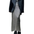 thumbnail image 1 of B91xZ Jupe Midi pour Femmes Décontractée Froncée Extensible Taille Haute Jupe Évasée Plissée Midi, Argent S, 1 of 5