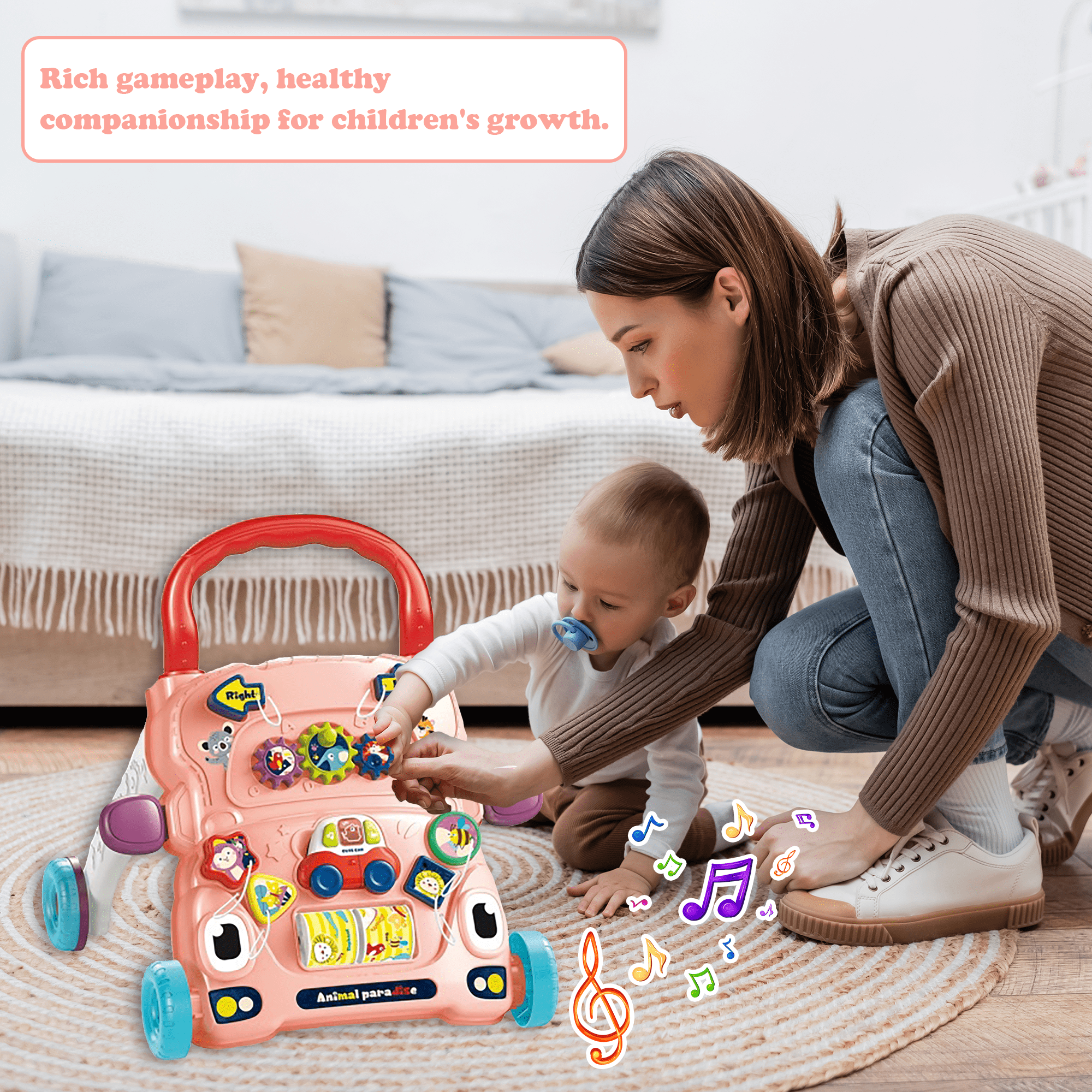 Richgv Baby Walker Sit to Stand Learning Walker Activity Center, Baby Push Walker Toys for 1 Year Old