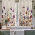thumbnail image 2 of Purple Red Spring Floral Kitchen Curtains, Watercolor Botanical Summer Flowers Light Filtering Window Curtain Panels, 2Pcs Rod Pocket Window Treatments Set for Living Room Bathroom Bedroom 42x63In, 2 of 9