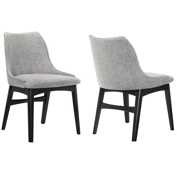 Azalea Gray Fabric and Black Wood Dining Side Chairs - Set of 2