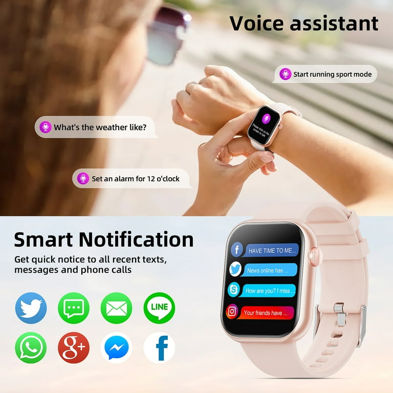  Smart Watch 2023 (Call Receive/Dial) Fitness Tracker Compatible  iPhone and Android, 1.7 Full Touch Screen Heart Rate Sleep Blood Pressure  Monitor, IP67 Waterproof Digital Watch for Women Men-Black : Electronics
