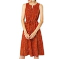 thumbnail image 2 of DARING DIVA Floral Sleeveless Drawstring Waist A-Line Dress XS Red, 2 of 6