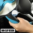 thumbnail image 4 of 15 Inch Leather Steering Wheel Cover, Breathable, Anti Slip Odor Free, Black and Blue, 4 of 12