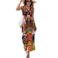 thumbnail image 2 of Carnival Circus Amusement Family Theme Park Womens Night Club Maxi Dress V Neck Sleeveless Bohemia Long Dresses, 2 of 9