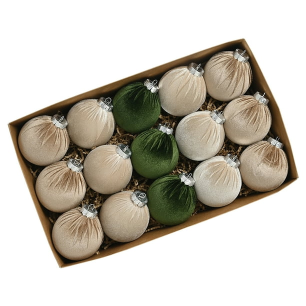 Decoración colgante para árbol de Navidad Wdftyju 15 Uds bolas navideñas terciopelo 8cm verde