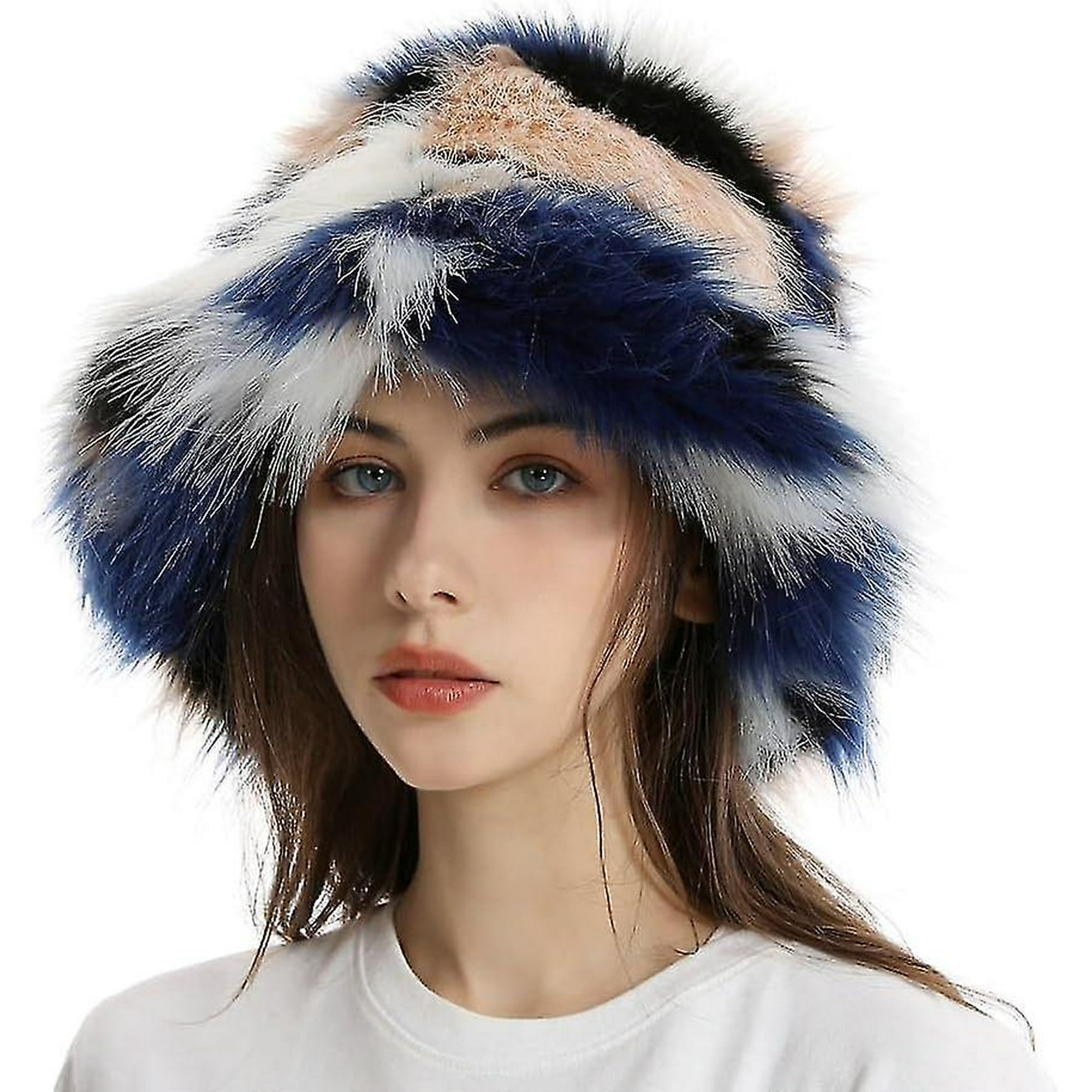 Fuzzy Bucket Hat Fashion Warm Winter Hat Fluffy Furry Plush Faux Fur Hats Fishing Hat Bucket Hats