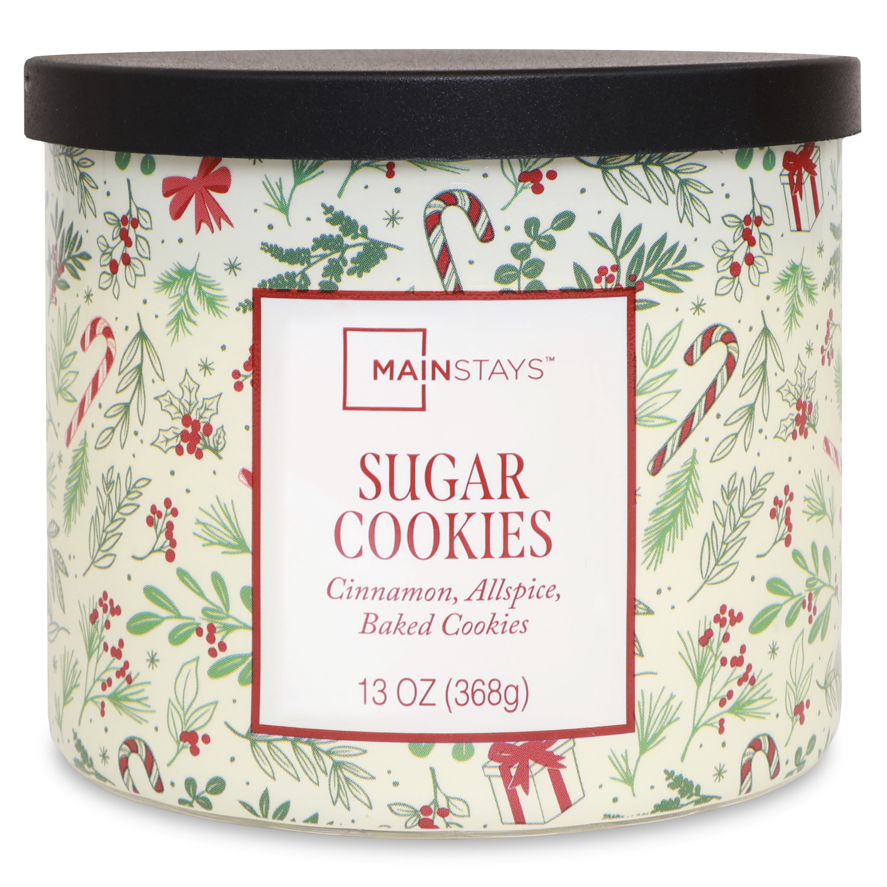 Mainstays 3-Wick Sugar Cookie Scented Candle with a White Garland Toss Scene Wrap, 13-Ounce