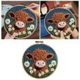 thumbnail image 1 of Complete Punch Needle Embroidery Kit For Beginners Create Adorable Floral Cow Art On Hoop Frame With Easy Instructions And Tools, 1 of 6