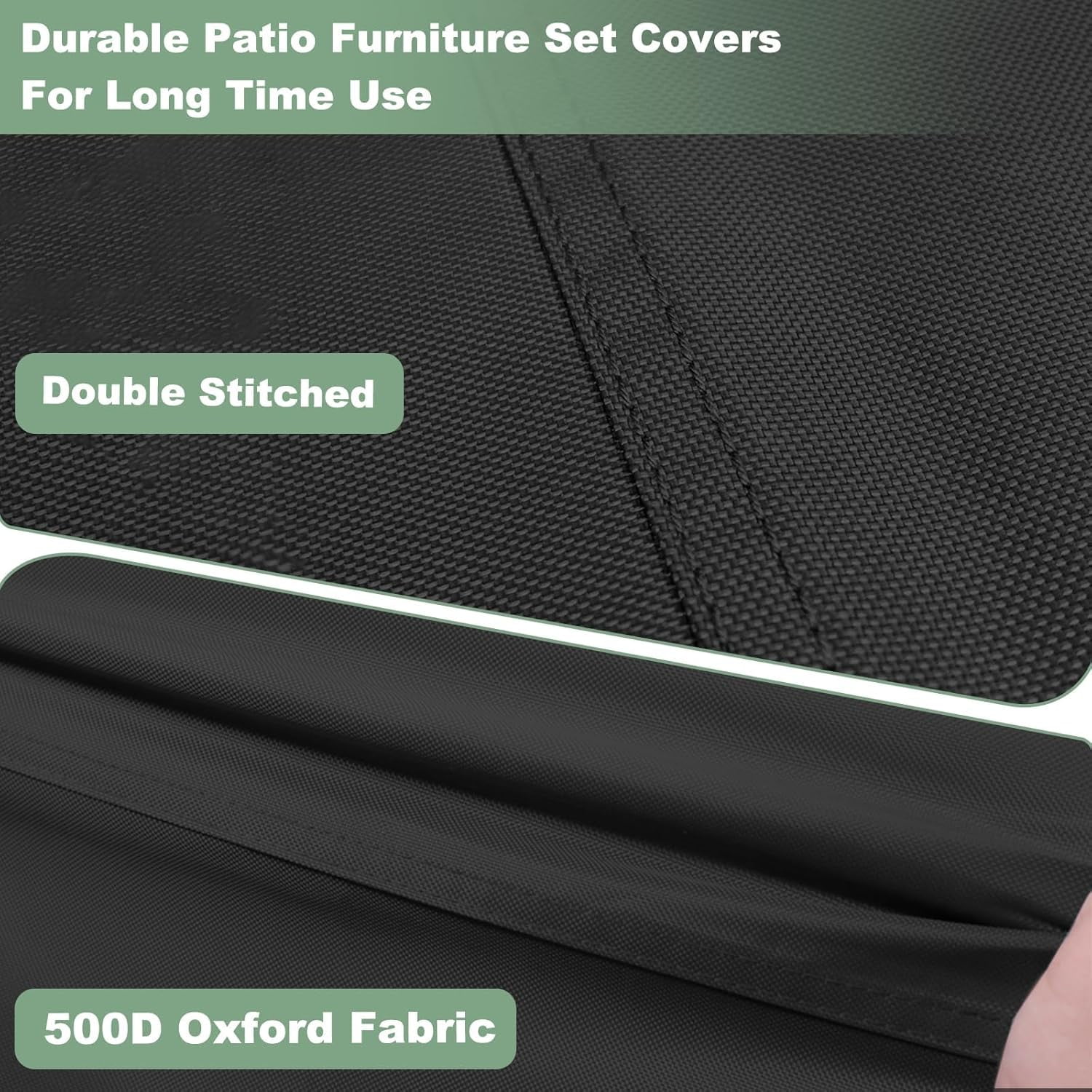 Gasadar Outdoor Patio Furniture Covers Waterproof,500D Oxford,All Weather Protection Patio Table Covers for Outdoor Furniture Set,110" L x 84" W x 29" H,Black