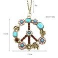 thumbnail image 2 of Collar con cuentas y flores con signo de la paz y piedras preciosas de color turquesa, 2 of 5