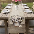 thumbnail image 4 of Vintage Flowers Table Runner - 90 Inch Long Farmhouse Floral Leaves Retro Wood Board Cotton and Linen Blended Dress Scarves Farmhouse Table Runner for Kitchen Dining, Coffee Table, 13" x 90", 4 of 8