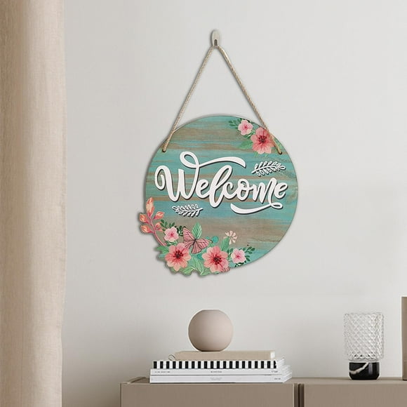Letrero de bienvenida de madera perfecl cartel de bienvenida redondo para puerta de granja decoración de puerta