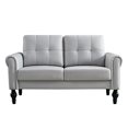 thumbnail image 5 of Husbedom 60.6" Upholstered Faux Leather Loveseat Sofas for Living Room, Small Sofa Couches for Small Spaces Bedroom with Padded Cushion, Mid Century Modern Decor Love Seats Furniture, Light Gray, 5 of 7