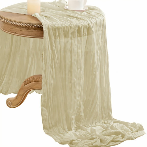 AUQ Summer Table Runner,Polyester Textile Summer Table Runner,Soft Breathable Table Runners 72 Inches Long,Beige