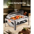thumbnail image 5 of KFFKFF Buffet Chafing Dish Full Kit, 9 Qt Single Pack, Stainless Steel Chafer with Two Half-Size Pans, Rectangular Food Warmer with Transparent Lid, Water Pan, Collapsible Stand, and Fuel Holder, 5 of 9