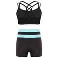 thumbnail image 2 of inhzoy Kids Girls 2PCs Athletic Tracksuits Raceback Crop Top with Shorts Gymnastic Workout Dancewear Activewear A Light Blue 8, 2 of 5