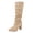Beige, variant on RotHome Suede Knee High Boots for Women Wide Calf Cowgirl Pointed Toe Slouchy Stacked Heel Boots Zipper Tall Dress Boots Chunky Heel Extra Wide Width