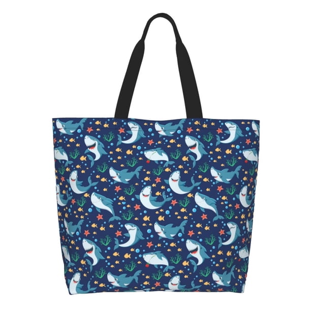 Balery Sea Sharks Bolsa Tote Estilo Estético con Cremalleras, Bolsa de Hombro, Bolsa de Compras Grande y Plegable