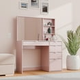 thumbnail image 3 of Kappesberg Topaz Vanity Table with 5 Drawers, Mirror & Open Niches – Pink, 53.5"W, 3 of 8