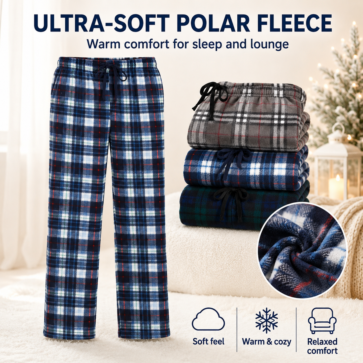 Daresay Men's Microfleece Pajama Pants, 3-Pack photo 5