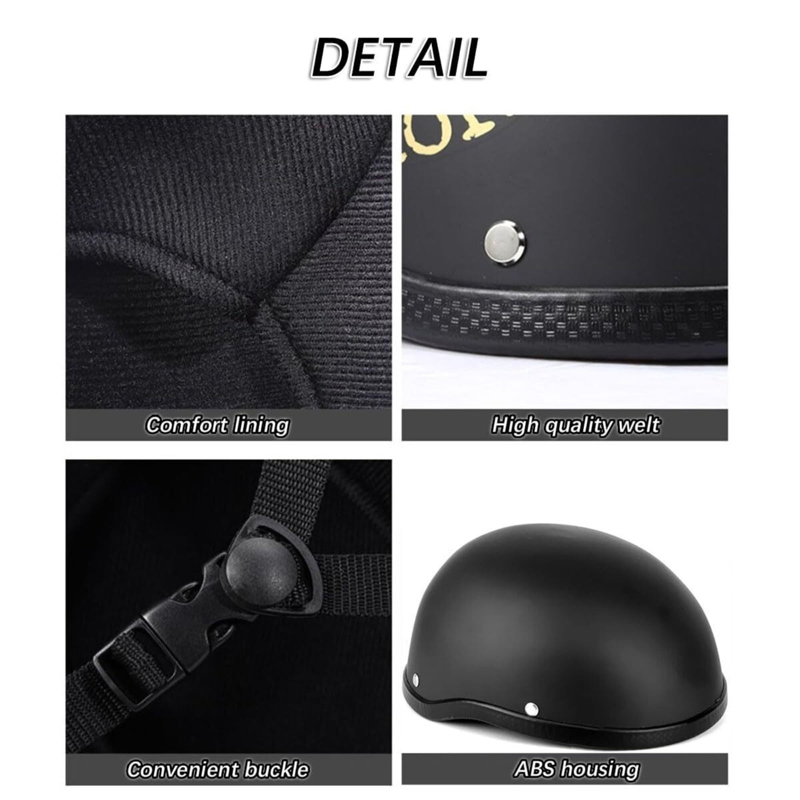 Ultra-Thin Comfortable Beanie Motorcycle Retro Half Helmets for Adults, 55-62cm