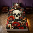 thumbnail image 4 of Homewish Death Skull Twin Sheets, Hippie Mushroom Flower Bedding, 3pcs, 1 Flat Sheet, 1 Fitted Sheet and 1 Pillowcase, 4 of 6