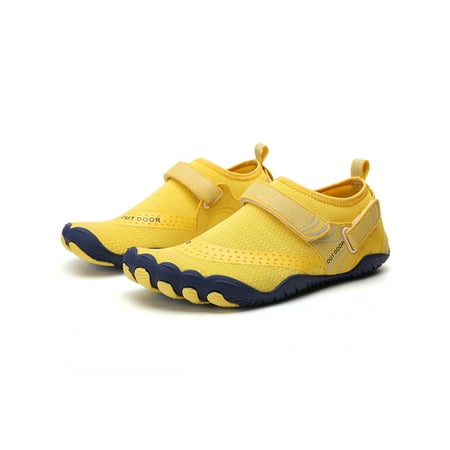 

SIMANLAN Womens Mens Water Shoes Slip On Beach Shoe Quick Dry Aqua Socks Exercise Anti-Slip Flats Surf Athletic Barefoot Yellow Style B 8.5