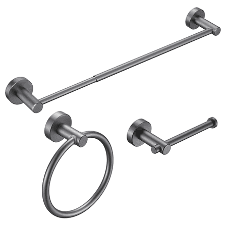 O'Forc Bathroom Hardware Set Towel Rack Set Thicken Space Aluminum 16-27 Inches Adjustable Wall Mounted, Includes Hand Towel Bar, Toilet Paper Holder and Towel Ring, 3 Pieces
