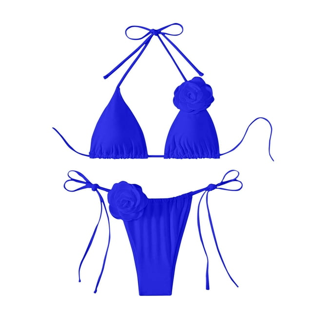 Traje de Baño de Mujer Rosa Bikini Traje de Baño de Dos Piezas con Correa de Espagueti, Ropa de Playa de Cintura Alta