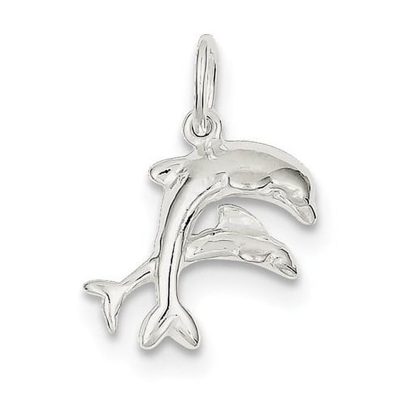 925 Sterling Silver Solid Polished Dolphins Charm 22x18mm Wide Pendant Necklace for Women