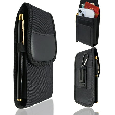 Nylon Belt Holster Pouch Cell Phone Case with Pen Holder for iPhone & Samsung Galaxy