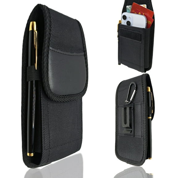 Nylon Belt Holster Pouch Cell Phone Case with Pen Holder for iPhone & Samsung Galaxy
