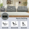 thumbnail image 5 of Bonzy Home Fabric Power Reclining Sofa Set, Chair, Loveseat & 3-Seat Couch with Cup Holders, Charging Ports, Hidden Storage, 6-Seat, Light Grey, 5 of 7