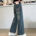 thumbnail image 7 of Toddler Girls' Pants Denim Elastic Wasit Wide Leg Baggy Pants Casual Washed Denim Pants for Kids Girls 11-12 Years Cute&nbsp;Girl&nbsp;Clothing, 7 of 7