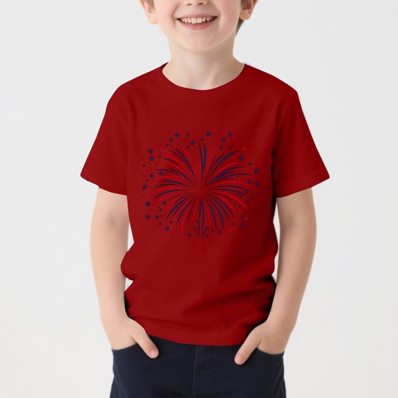 Babcutegg Independence Day Patriotic Graphic T-Shirt With Soft Cotton Fabric, Classic Round Neck And Short Sleeves For Everyday Wear Red Size 5