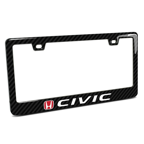 Honda in Red Civic Black Real 3K Carbon Fiber ABS Plastic License Plate Frame