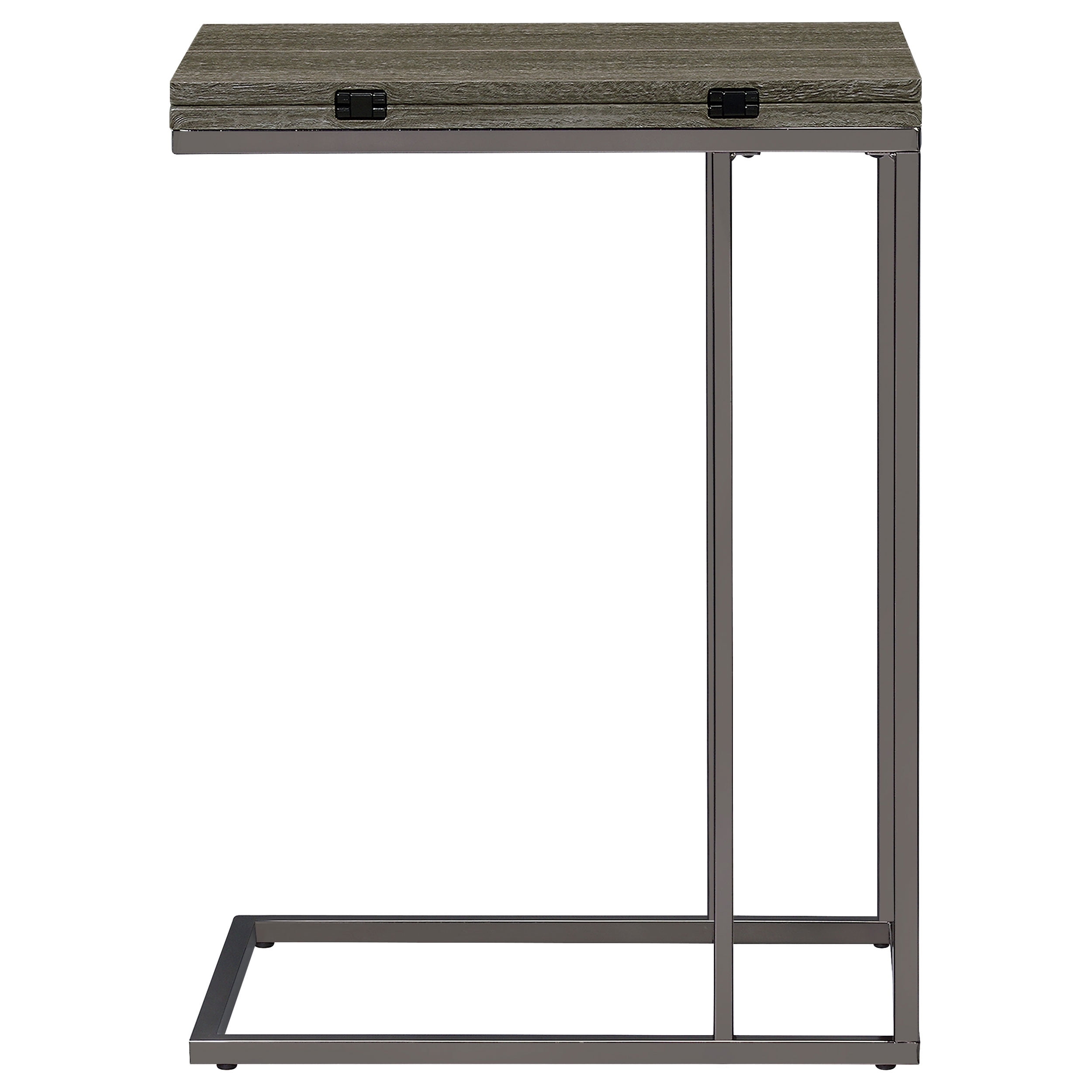 Weathered Grey and Black Snack Table with Expandable Top