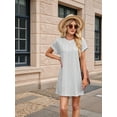 thumbnail image 5 of Casual Dresses for Women Ruffle Cap Sleeve Shift Dresses V Neck Short Sleeves Solid Color Flowy Summer Sundresses Gray S, 5 of 9